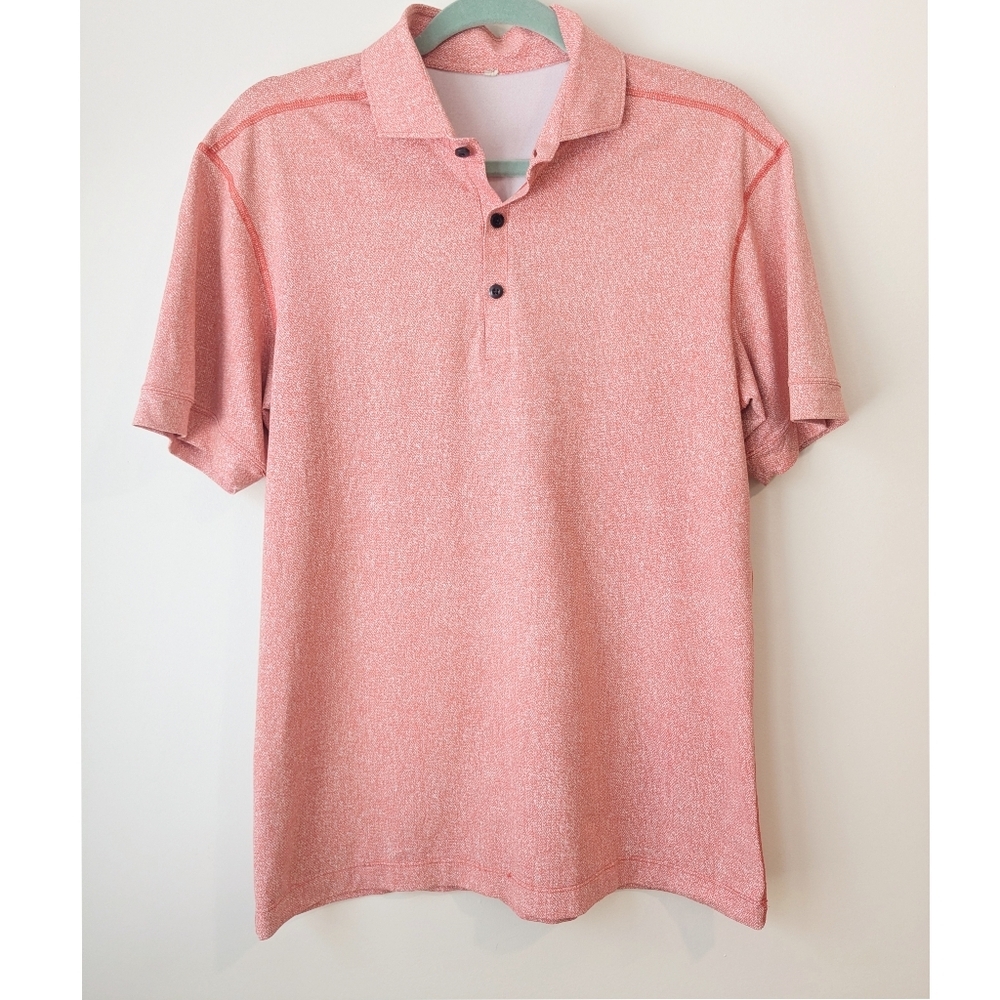 Lululemon Propel Polo Linen Texture White Prince Red